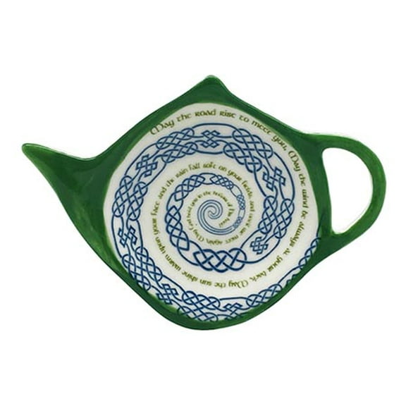 Royal Tara Irish Blessing Spiral Teabag Holder – Celtic Shamrock Kitchen Accessory