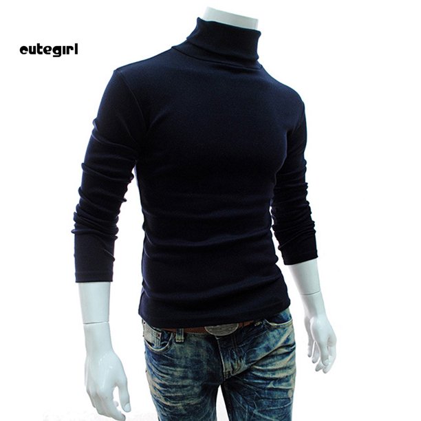 Camiseta De Punto Elástico De Manga Larga Para Hombres Jersey De Color Sólido Suave Para Otoño Inviernopangjing