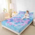 thumbnail image 4 of jejeloiu Boho Lotus Flower Bed Sheets,Watercolor Floral King Sheets For Girls 4 Pieces, 4 of 7