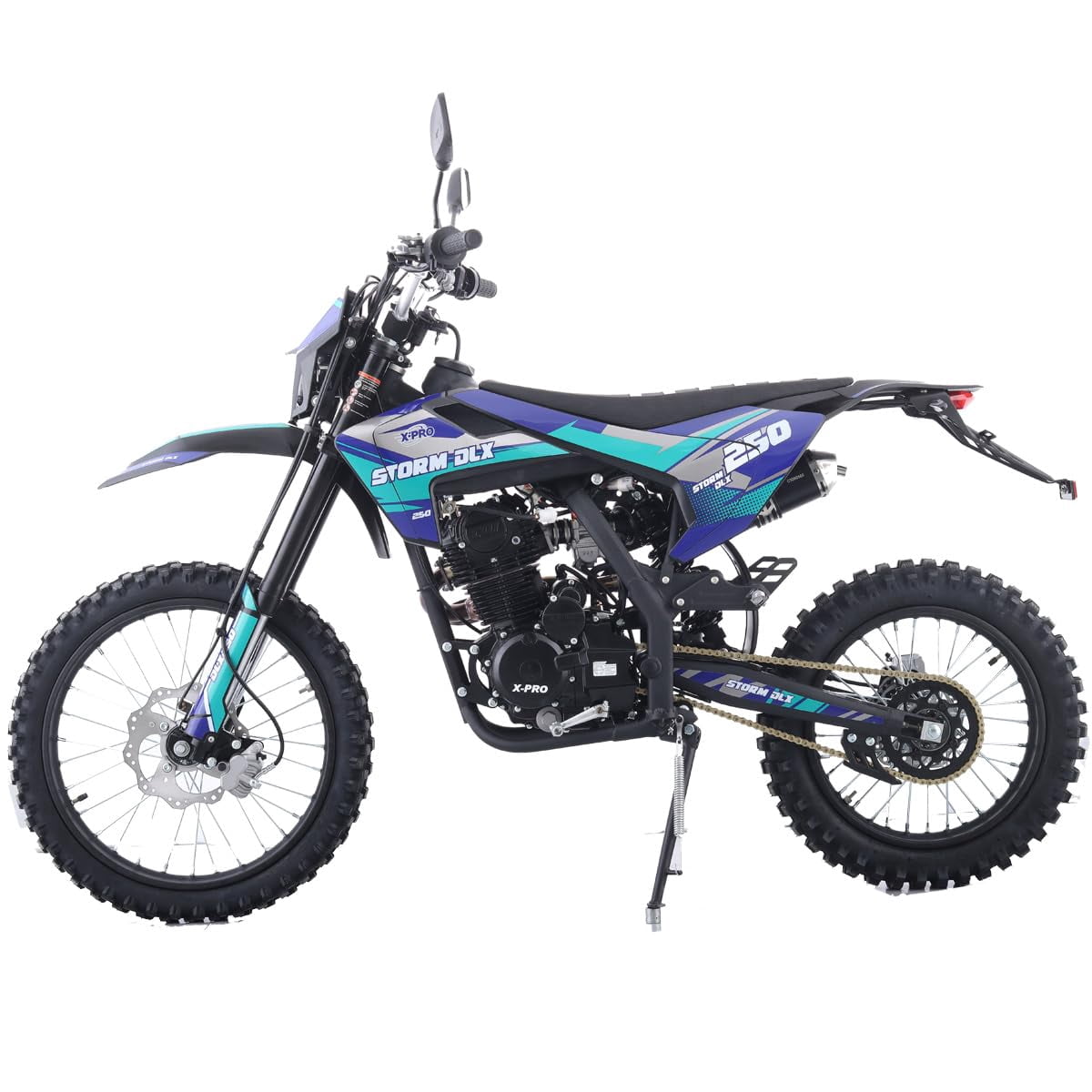 X-Pro Storm DLX 250 Dirt Bike with Zongshen Brand Engine 5-Speed Manual Transmission, Electric/Kick Start! Big 19"/16" Wheels!