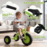 Gymax Kids Tricycle w/15 Inch Inflatable Rubber Tires Adjustable Handlebar & Seat Green