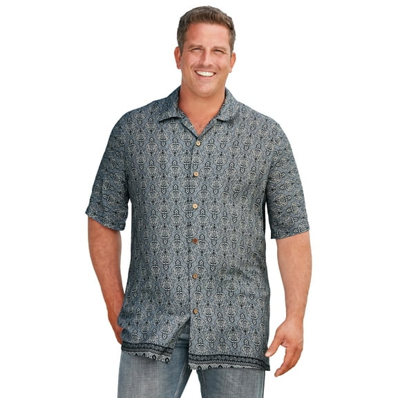 Men's Big & Tall Tropical Rayon Short-Sleeve Shirt