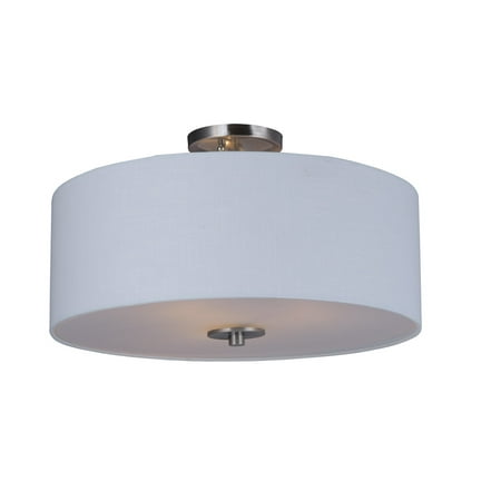 

Semi Flush 3 Light Bulb Fixture With Satin Nickel Finish Metal Material MB Bulbs 18 inch 180 Watts