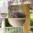 thumbnail image 2 of Large Hanging Planter, Big Flower Pot for Outdoor Hanging Plants, Oversized Plastic Planter Basket for Pothos and Succulents, Patio Garden Beige Hanging Pot with Saucer, Decorative Plant Holder, 2 of 6