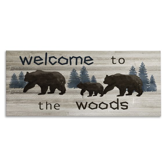 Stupell Industries Farmhouse Welcome To Wood Rustic Bears Forest Design Canvas Art, 24 x 10, by Nan