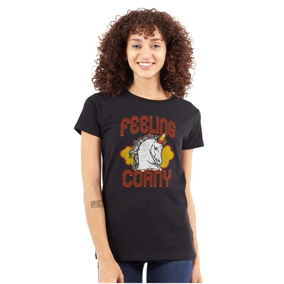 Feeling Corny Candy Corn Unicorn Womens Fitted Plus Size Graphic Tee Brisco Brands 2X