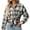 Blue, variant on Women Plaid Shirt Jacket Seams Raw Edge Washed Oversized Shirt Jacket With Pockets Flannel Button Down Long Sleeve