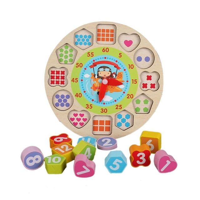 Reloj De Madera Rompecabezas Número De Juguete Reloj Despertador 12 Números Reloj Juguete Geometría Cognitiva Niños Rompecabezas Juguete Educativo Para Bebés Minnieouse FN006474-00