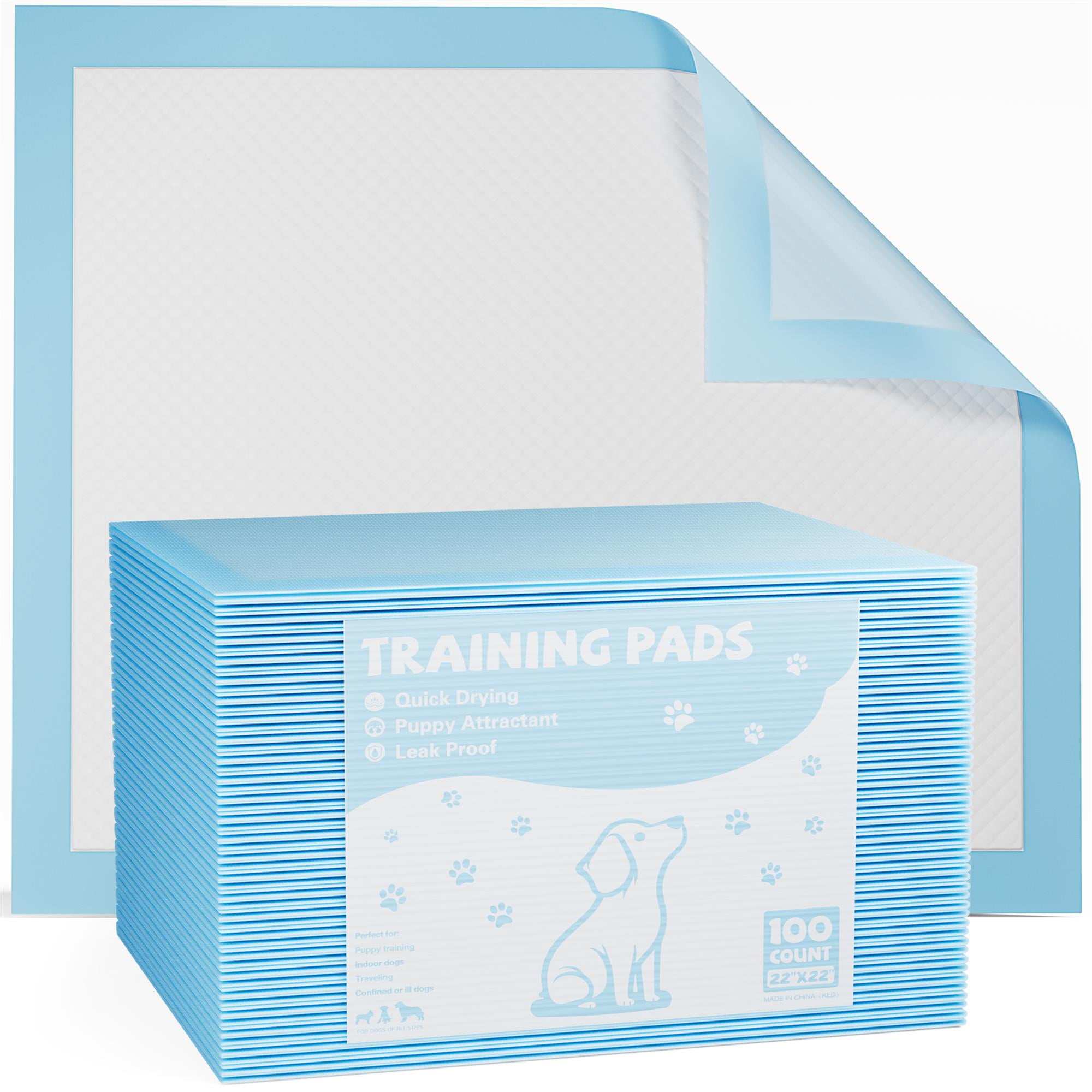 Kadyn 100pcs Dog and Puppy Pads with Leak-Proof Quick-Dry Design for Potty Training, Absorbent Dog Pee Pads, 22 x 22", Blue