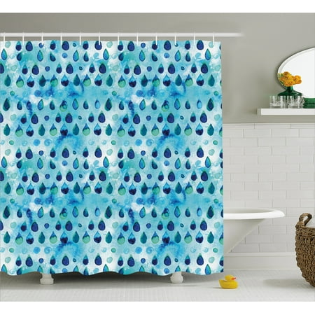 Navy and Teal Shower Curtain, Abstract Blue Watercolor ...