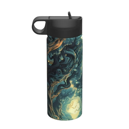 

Uemuo Enchanted Forest Skull Path Print 18oz Sports Insulated Kettle Water Bottle Outdoor Sports Bottle Insulated Hydration Bottle with Handle & Flip Straw