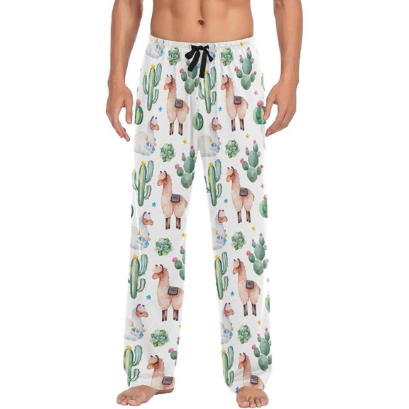 GZHJMY Llama Pajama Pants for Men, Lounge Pants Lightweight Men Pajama Bottoms with Drawstring Pockets, Christmas New Year Birthday Gifts, Large