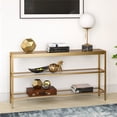 thumbnail image 2 of Pemberly Row Traditional 55" Metal 3-Shelf Short Console Table in Brass, 2 of 8