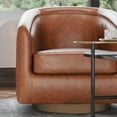thumbnail image 4 of BizChair Club Style Commercial Barrel Accent Armchair with 360 Degree Swivel Metal Base and Sloped Armrests in Brown LeatherSoft Upholstery, 4 of 15