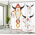thumbnail image 5 of Ambesonne Tattoo Shower Curtain, Bulls Head with Feather, 69"Wx84"L, Red Yellow and White, 5 of 5
