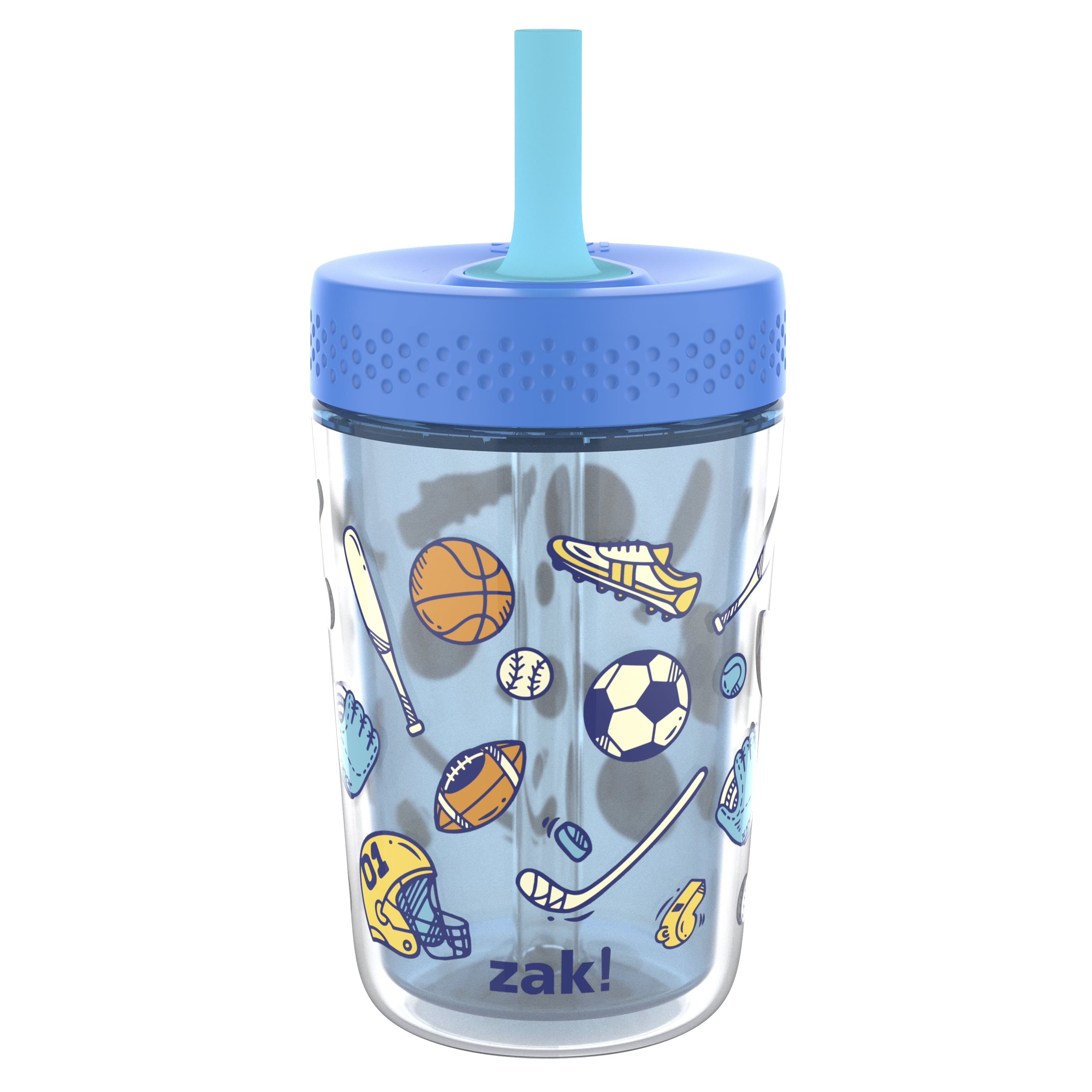 Zak Designs 18oz Stitch Kids Straw Handle Tumbler, Stainless Steel