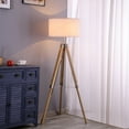 thumbnail image 6 of 58'' Tripod Floor Lamp, Height Adjustable Rubber Wood Standing Lamp with Foot Switch for Living Room, Bedroom, Office, White, 6 of 10