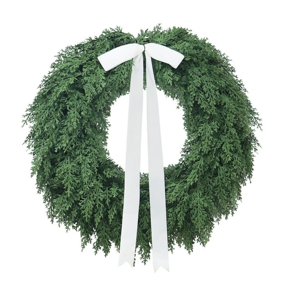 Evergreen Natural Feel Cedar Artificial Christmas Wreath, Green, 22", by My Texas House