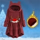 thumbnail image 2 of Top de abrigo de felpa con capucha y manga larga con botones de felpa y orejas de gato con estampado informal para mujer Pompotops gfhjh24383, 2 of 4