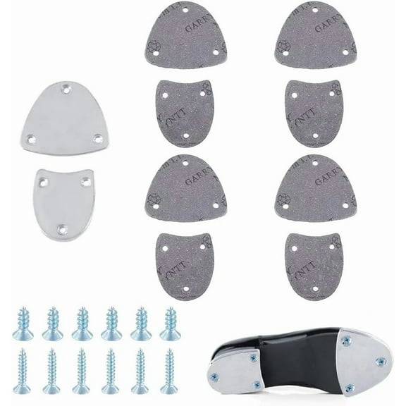 1 Pairs Metal Heel Plates with Screw Nails Semicircular Shoe Heel Taps Tips Heel Replacement Plate Heel Repair Kit for Boots and Shoes (Large Sizes)