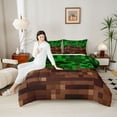 thumbnail image 4 of Homewish Female Men Women Pixelated Blocks Miners 3 Pieces Queen Comforter Set,Building Blocks Construction Game Ultra Soft Bedding Sets,Abstract Geometric Plaid Bedding Comforter Set Breathable, 4 of 8