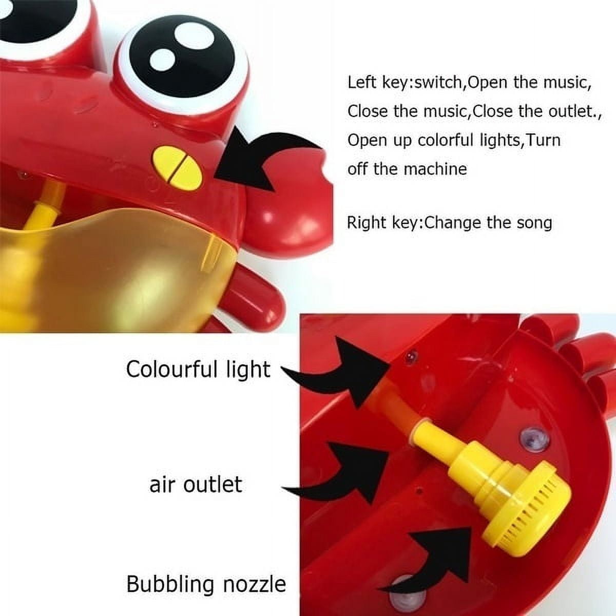 YUISTRE Crab Bubble Machine Bath Toy:Bath Bubble Maker,Blow Bubbles and  Plays Children's Songs,Bath Toys for Toddlers 1-3,Battery Operated (Red)