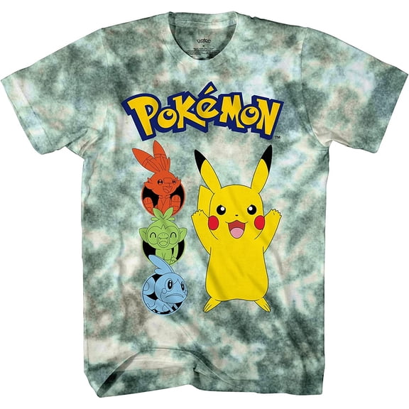 Pokemon Mens Pikachu Game Shirt - Gotta Catch Em All - Official Tie Dye T-Shirt Grey Tie Dye, X-Large