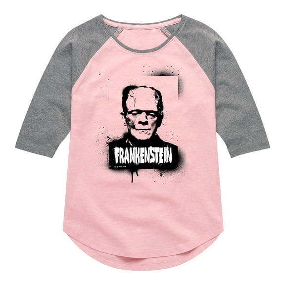 Classic Monsters - Frankenstein - Spray Painted - Toddler And Youth Girls Raglan Graphic T-Shirt