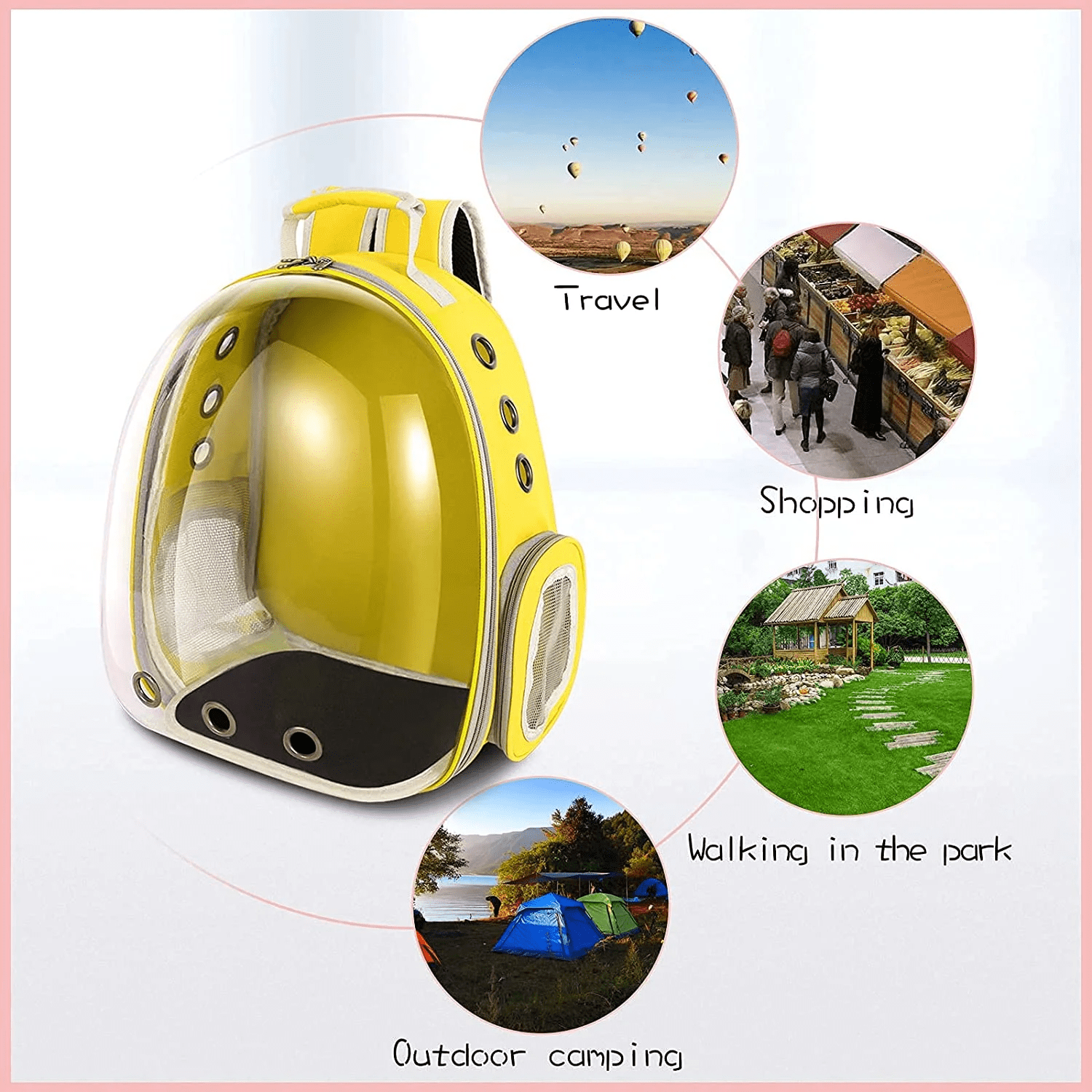 Cat Carrier Backpack, Breathable Pet Backpack Carrier for Pets and Small Dogs,Airline-Approved, Clear Cat Backpack for Travel, Hiking, Walking & Outdoor Use (Yellow)