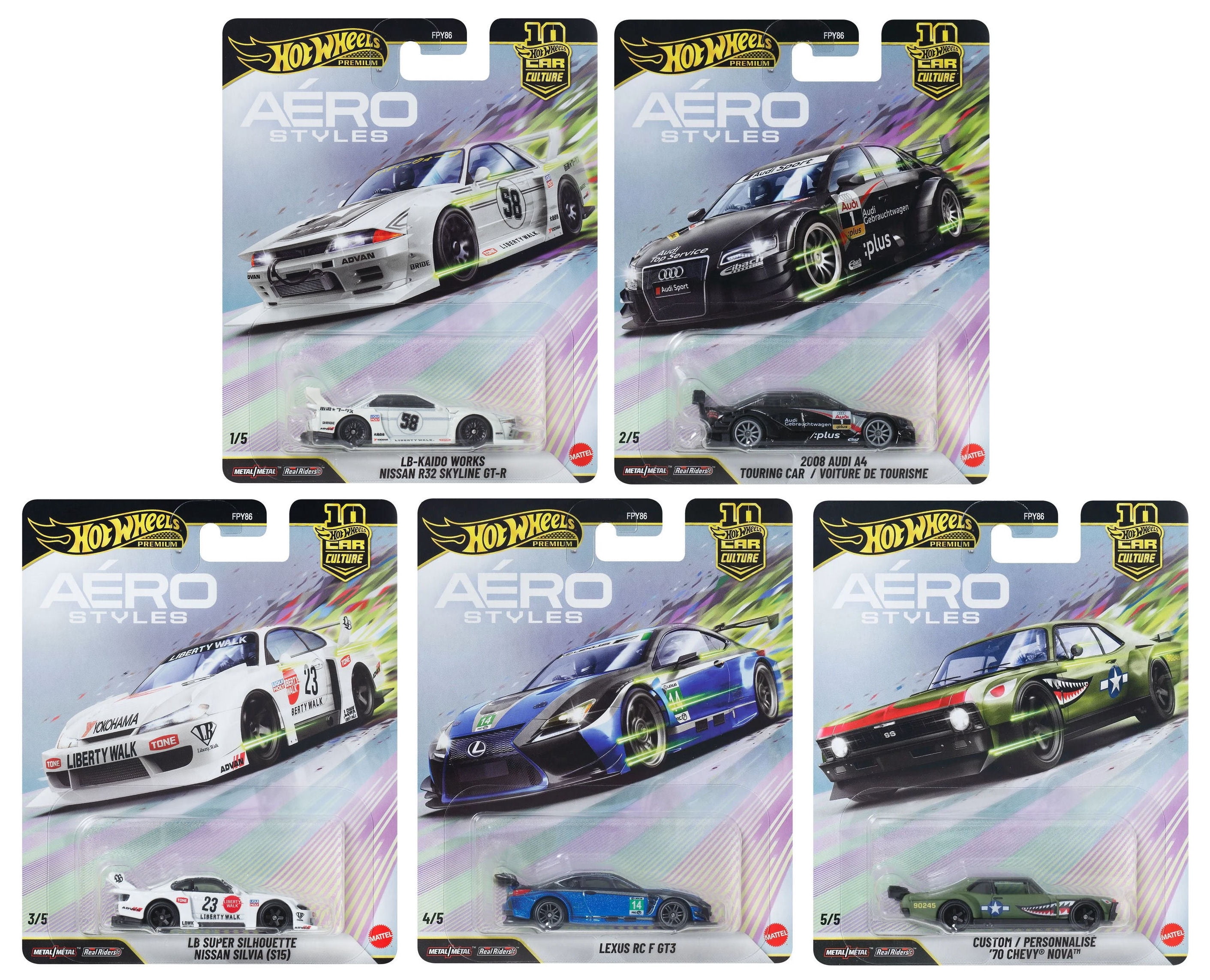 Hot Wheels, Car Culture 2025 Circuit Legends Set of 5, FPY86-961K