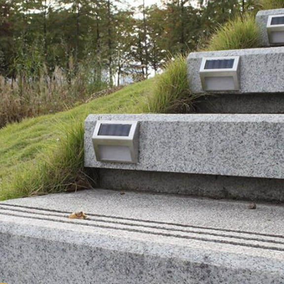 Masteelf Solar Powered Fence Lights with Stainless Steel for Outdoor Use 2 Pieces Bright Silver