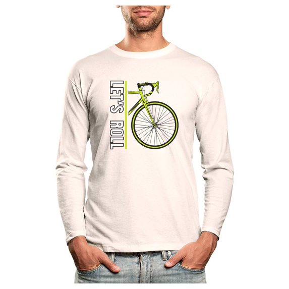 Tstars Mens Bicycle Shirt Cyclist Gift for Men Let's Roll Cycling Bike Bicycle Lovers Gift Funny Humor Cycling Tee Cycle Biking Road Mountain Riders Long Sleeve T Shirt