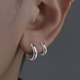thumbnail image 4 of WILLBEST Titanium Steel Silver Solid Earrings Small Loop Hoop Earrings for Women Minimalist Jewelry 2Pcs, 4 of 8