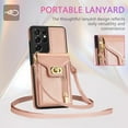thumbnail image 5 of Phone Case for Samsung Galaxy S21 Ultra 5G Wallet Cover with Credit Card Holder Zipper Slot Crossbody Strap Lanyard Leather Stand Cell Accessories S21ultra 21S S 21 21ultra G5 Women Girls Rose gold, 5 of 7