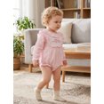 thumbnail image 5 of Cjfdfy Newborn Baby Girl Fall Outfits Pink Plaid Bow Ruffled Romper Long Sleeve Bubble Bodysuit Fall Smocked Bubble Romper Baby Cute Sweet Fall Winter Outfit 0-18 Months, 5 of 9