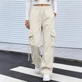 thumbnail image 5 of Parachute Pants Women Baggy Straight Leg Drawstring Lightweight Cargo Pants Tall Moisture Wicking Y2k Utility Streetwear, S, 5 of 5