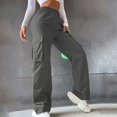 thumbnail image 2 of Pantalones sin cinturón Pantalones de cintura alta Pantalones de pierna ancha Pantalones de tubo recto Sueltos Elegantes Pantalones de viaje Pantalones casuales, 2 of 6