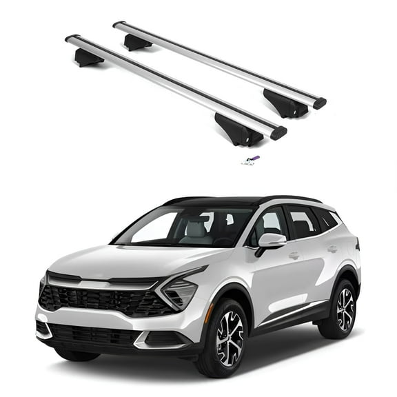 ERKUL Roof Rack Cross Bars for Kia Sportage 2023-2025 | Aluminum Crossbars with Anti Theft Lock for Rooftop | Compatible with Flush Rails - Silver