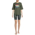 thumbnail image 2 of Secret Treasures Women's and Women's Plus Short Sleeve T-Shirt and Bike Shorts, 2-Piece Pajama Set, 2 of 5