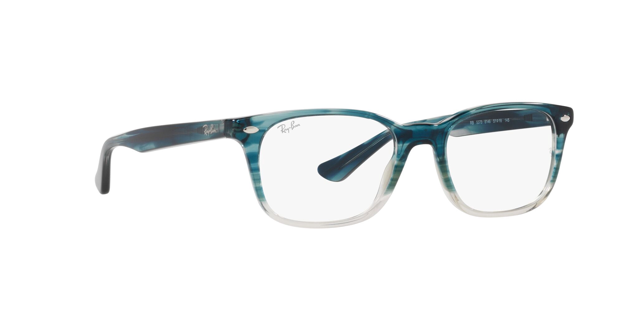 Ray-Ban RB5375 Optics Glasses, Prescription Eyeglasses with Case, Demo Lens/Gradient Turquoise Havana, Size 51