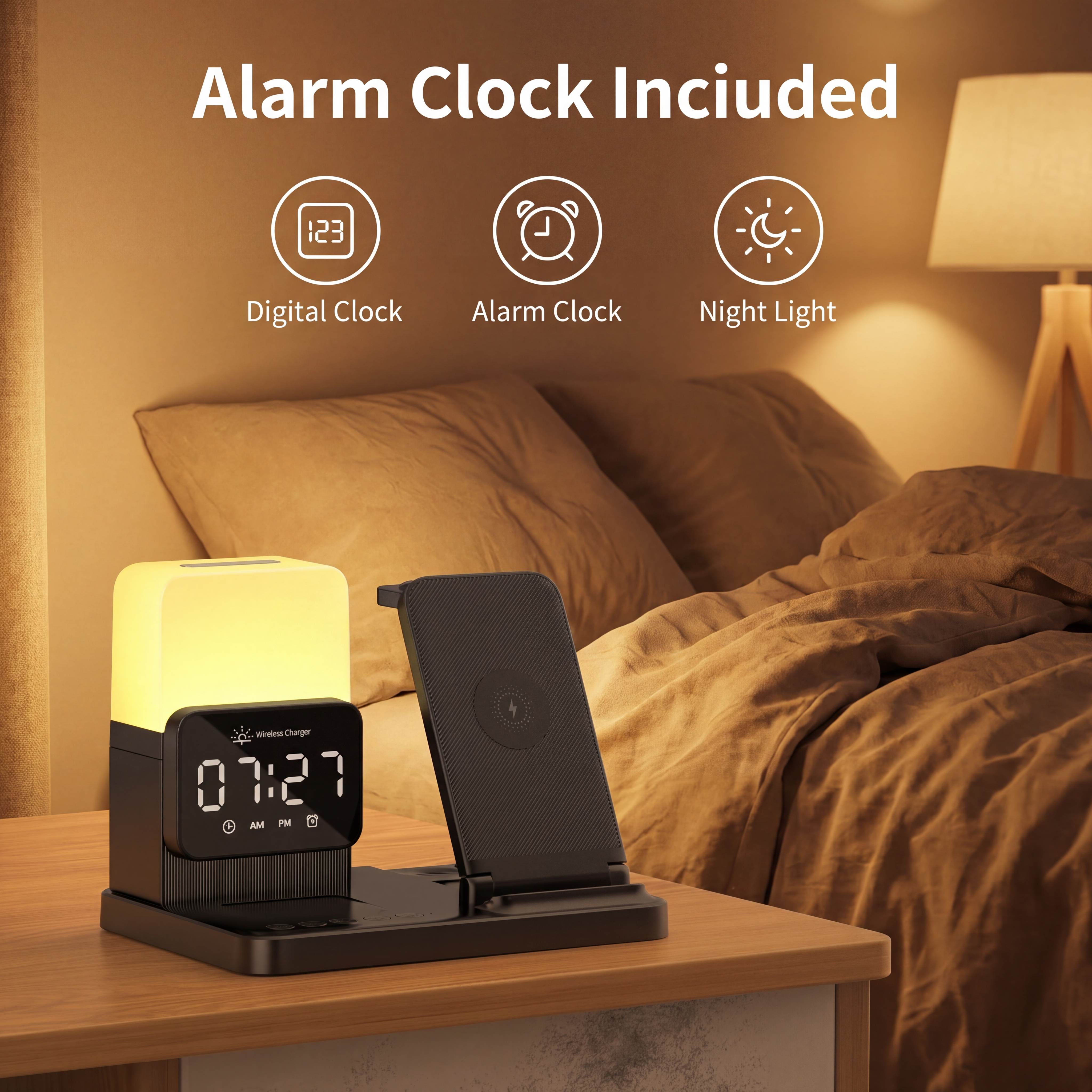 ETEPEHI 6-in-1 Wireless Charging Station with Night Light photo 4