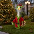 thumbnail image 5 of Porch Goose Outfits 19-23 Inch Christmas Red Dress with Green Fur Trim Black Belt Bow Hat Winter Holiday Outdoor Front Porch Patio Garden and Lawn Seasonal Decor, 5 of 9