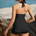 thumbnail image 3 of UPPADA Maillots de Bain 2 Pcs pour Femmes Haut Tankini Blouson et Bas Short Maillot de Bain Col Ras du Cou Bretelles Doubles Ajustables Contrôle du Ventre Maillots de Bain avec Soutien-Gorge Liquidation Noir,TG, 3 of 7