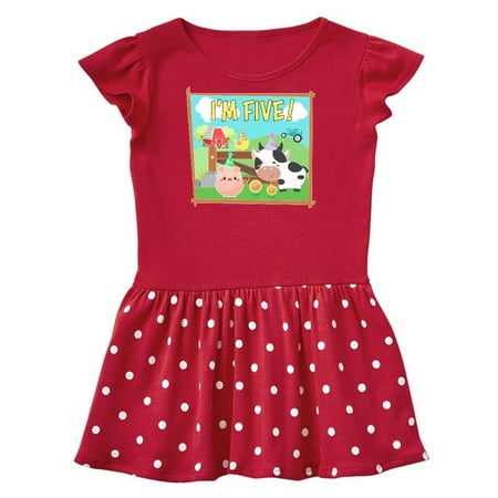 

Inktastic I m Five! Farm Animals Wearing Birthday Party Hats Gift Toddler Girl Dress