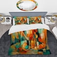 thumbnail image 2 of Designart "Abstracted Cubist Forms IV" Abstract Cubism Bedding Covert Set - Modern Orange Abstract Bed Set With 2 Shams, 2 of 6