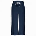 thumbnail image 5 of TOWED22 Girls Sweatpants Straight Elastic High Waist Baggy Pants Drawstring Wide Leg Pants Teen Pockets(Navy,8-10 Y), 5 of 5