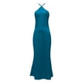 thumbnail image 5 of Vestido de noche de satén para mujer tallas grandes - Elegante cuello en V, diseño en la cintura, vestido de fiesta para bodas - Tallas XS-L, tejido con brillo lujoso, 5 of 5