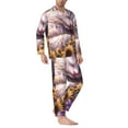 thumbnail image 2 of Kdxio Warm Sunflower Sleeping Cat Men’s Pajama Set Pajamas For Men 2 Piece PJ Set with Men Pajama Pants and Long Sleeve T-Shirt Lounge Set-X-Large, 2 of 7