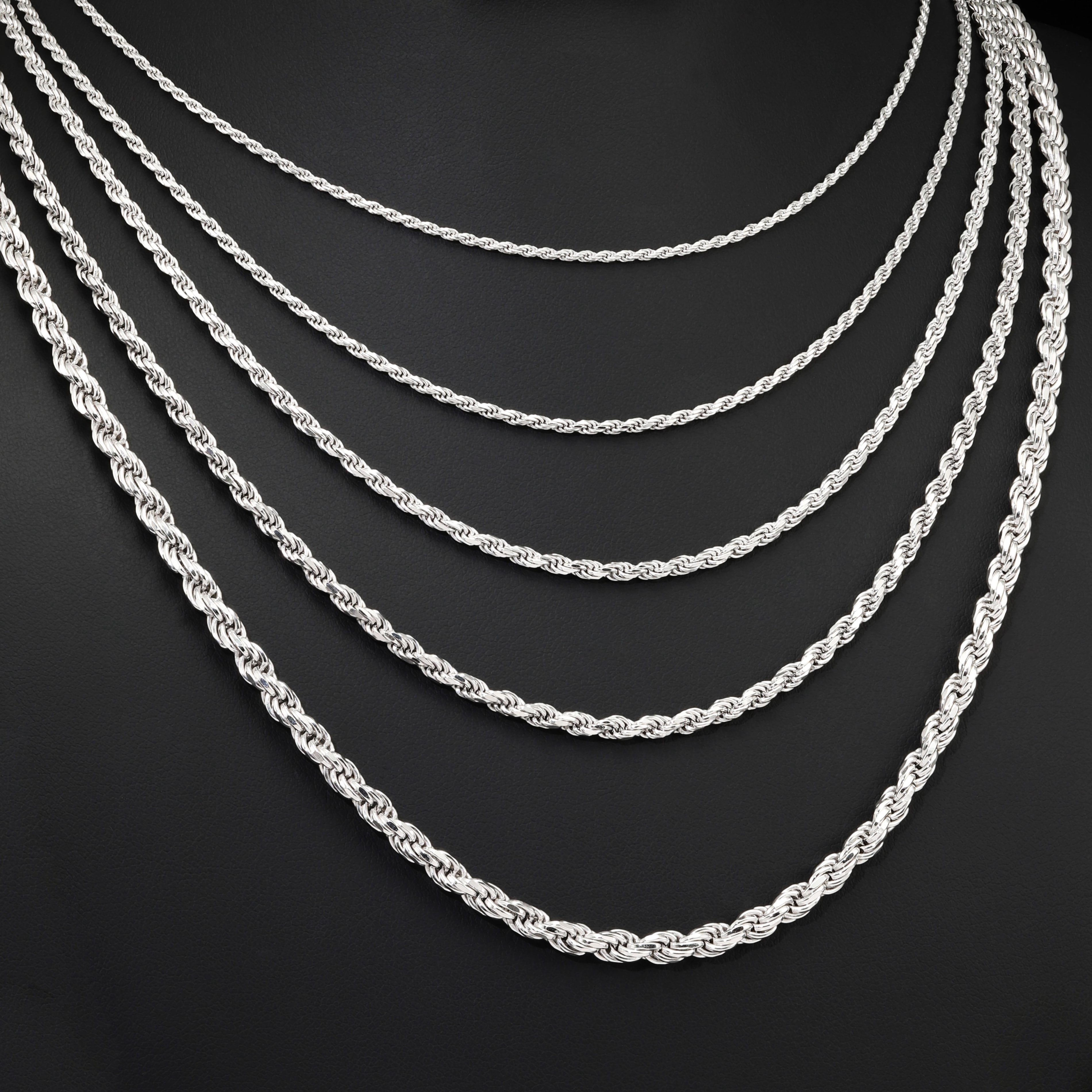 Tilo Jewelry Solid 925 Sterling Silver Rope Chain Necklace with Secure Lobster Lock | 1.75mm - 20 Inch | Everyday Necklace for Men, Women, Unisex