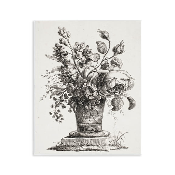 Stupell Industries Antique Flower Stand Floral Drawing Unframed Art Print Wall Art, 11 x 14